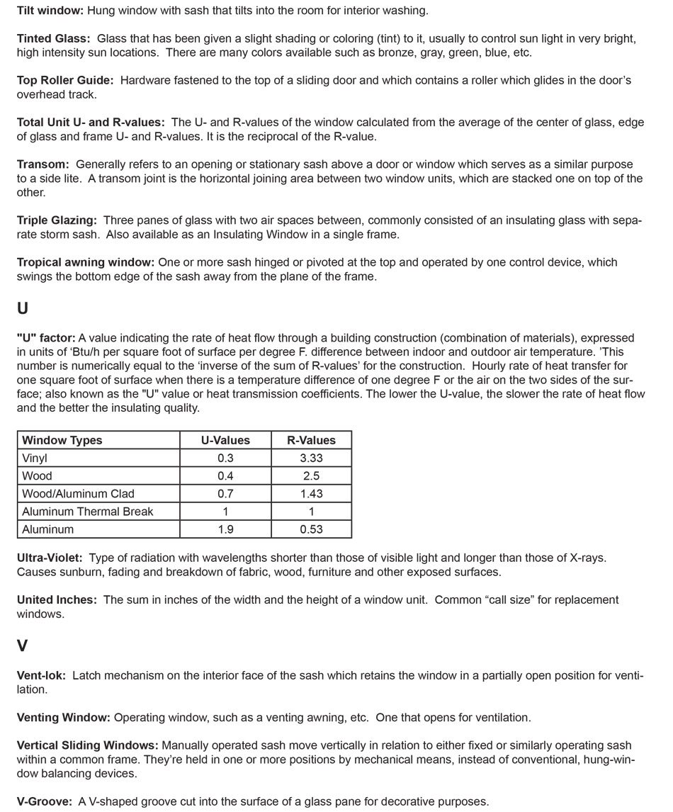 Polaris windows, patio doors, and entry doors glossary terms page 10