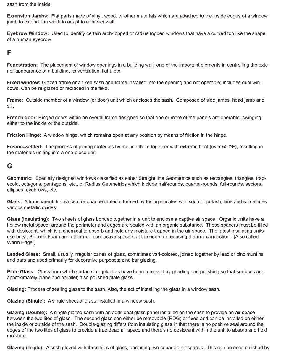 Polaris windows, patio doors, and entry doors glossary terms page 3